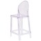Emma and Oliver Ghost Counter Stool in Transparent Crystal with Oval Back